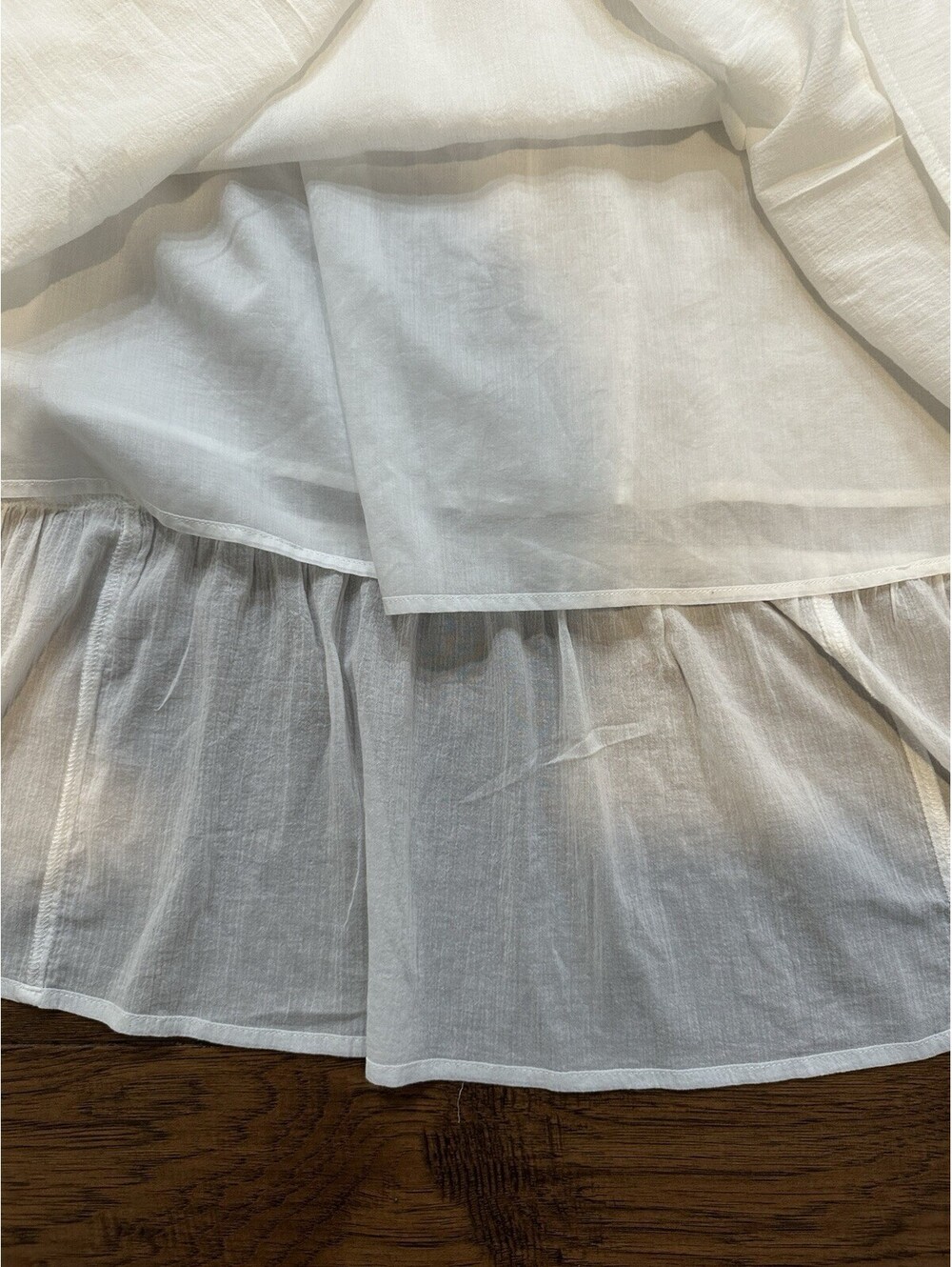 GAP White Sleeves Cotton Dress with Ruffle Hem Size M - Picture 9 of 9